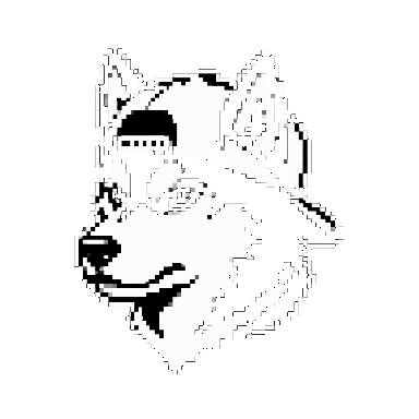 Pixel-art monochrome husky mascot logo for Indie Labs